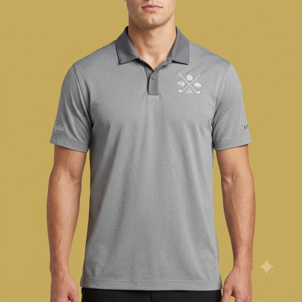Nike Golf Dri-Fit Polo Shirt Mens Large Gray Oyster Team Logo Performance